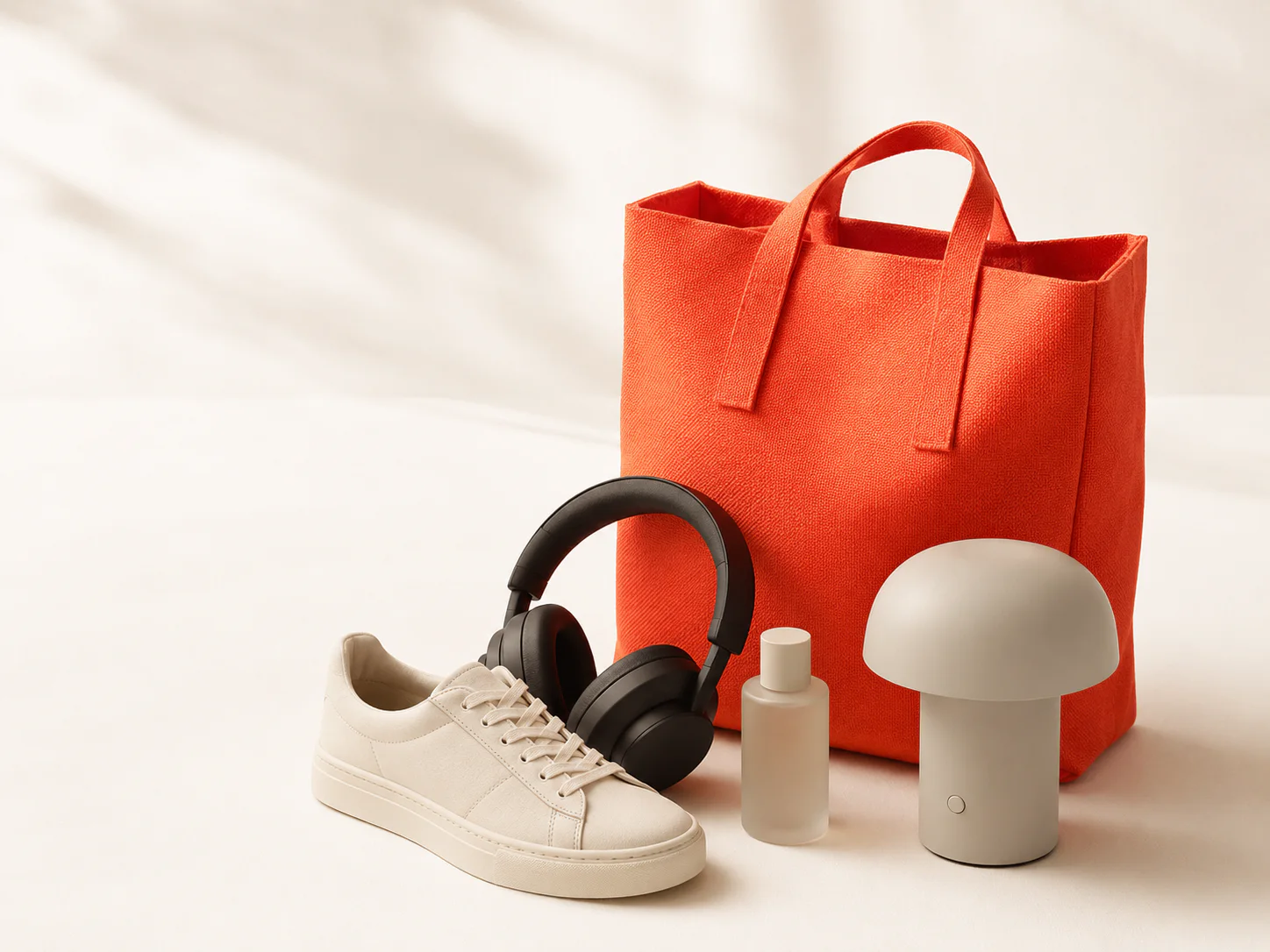 Coral shopping bag with unbranded fashion, electronics, beauty and home products